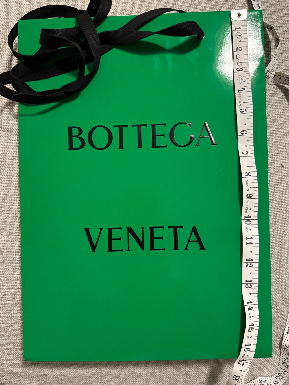 Bottega Veneta Bright Green Shopping Tote with Black Ribbon Handles